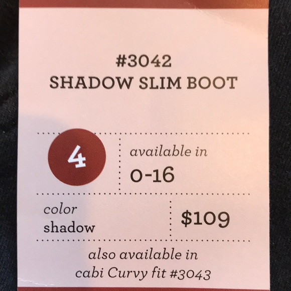 NWT CAbi Shadow Slim Boot Jean - Picture 4 of 5